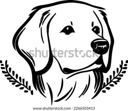 Golden Retriever, dog head, vector illustration, black color, vector image