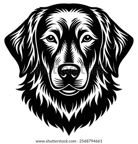 Golden retriever dog head vector silhouette art illustration