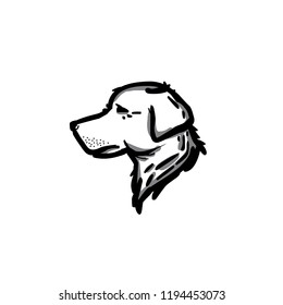 Golden Retriever dog icon logo black   white