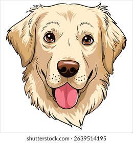 Golden Retriever dog isolated on white background. Loyal companion artwork  vector illustration.