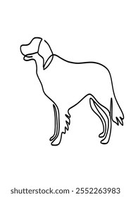 golden retriever dog line drawing	