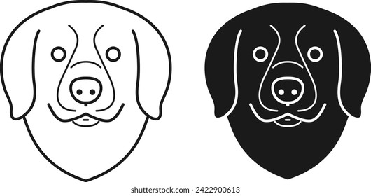 golden retriever dog outline. dog face vector lines