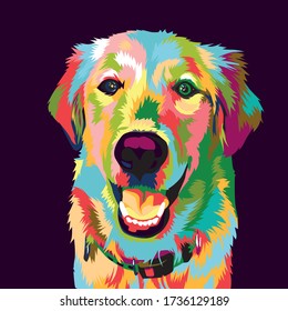 golden retriever dog pop art illustration