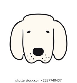 Golden Retrieve Hund, Welpe Gesicht süße lustige Cartoon Charaktergrafik. Handgezeichneter Vektor, einzeln. Line Art. Haustier Logo. Design-Konzept Heimtierfutter, Branding, Business, Tierärzte, Druck, Plakat