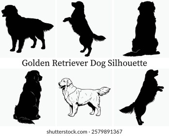 Golden Retriever Dog silhouette Bundle