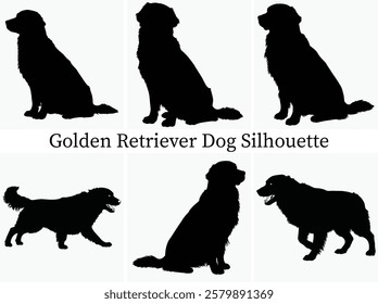 Golden Retriever Dog silhouette Bundle