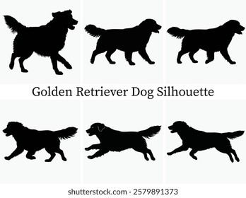 Golden Retriever Dog silhouette Bundle