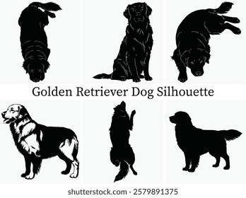 Golden Retriever Dog silhouette Bundle