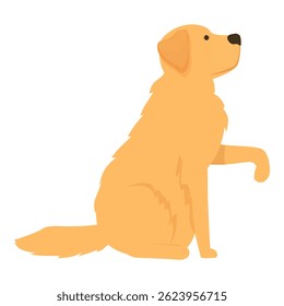 Golden retriever dog sitting and raising its paw