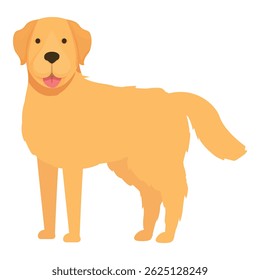 Golden retriever dog standing with its tongue out, looking happy and friendly