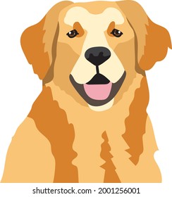 Goldener Retriever Hund mit Zunge, die Vectordesign-Artwork einzeln ausklebt