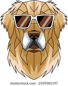 Golden Retriever dog Vector Illustration Wearing Trendy Sunglasses – Perfect Clipart for Dog and Pet Design Projects