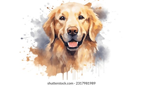 Golden Retriever Hund in Aquarellfarben Design-Kunstwerk, Vektorgrafik.