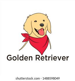 golden retriever dogs wear red bandanas, and vector design elements, cartoons, characters, dog fashion designs, and logo illustrations.