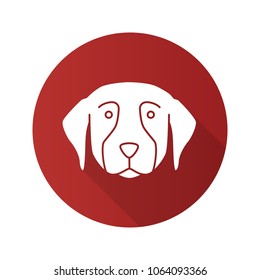 Golden Retriever flat design long shadow glyph icon. Guide dog breed. Vector silhouette illustration