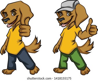 Golden retriever giving a thumbs up two variations