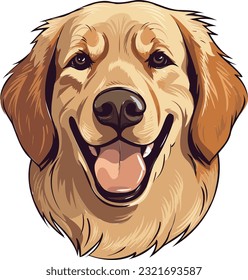 Golden Retriever Glory Radiant Dog Vector Illustration