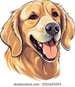 Golden Retriever Glory Radiant Dog Vector Illustration