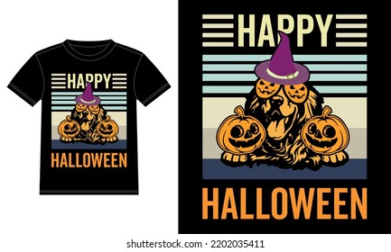 Golden Retriever Halloween Cape Funny Vintage Happy Halloween T-Shirt