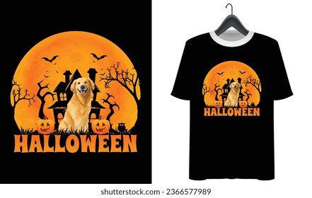 Golden Retriever Halloween Party T Shirt Design