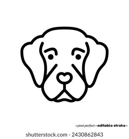 Golden retriever head thin line icon. Dog breed. Editable stroke. Vector illustration.