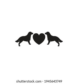 Golden retriever with heart shape vector design