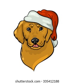 Golden Retriever Holiday Portrait Stock Vector (Royalty Free) 335412188 ...