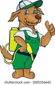 Golden retriever landscaping and gardener