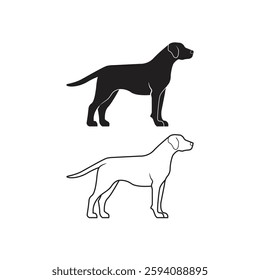 Golden retriever, line art, vector illustration template