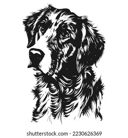 golden retriever logo hand drawn vector black and white
