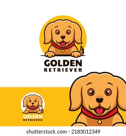 Golden Retriever Logo Icon Flat Style