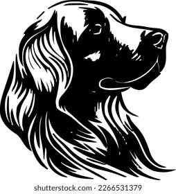 Golden Retriever outline only, dog head, vector illustration, black color, vector image