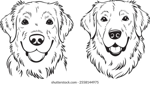 Golden Retriever Outline Vector Dog Silhouette Art  Pet Illustration, Golden Retriever Clipart, Animal Line Art  Dog Outline Drawing  Puppy Vector Design  Minimalist Dog