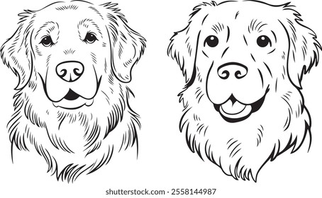 Golden Retriever Outline Vector Dog Silhouette Art  Pet Illustration, Golden Retriever Clipart, Animal Line Art  Dog Outline Drawing  Puppy Vector Design  Minimalist Dog