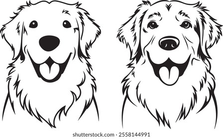 Golden Retriever Outline Vector Dog Silhouette Art  Pet Illustration, Golden Retriever Clipart, Animal Line Art  Dog Outline Drawing  Puppy Vector Design  Minimalist Dog