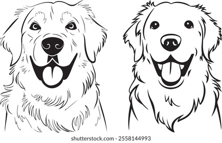 Golden Retriever Outline Vector Dog Silhouette Art  Pet Illustration, Golden Retriever Clipart, Animal Line Art  Dog Outline Drawing  Puppy Vector Design  Minimalist Dog