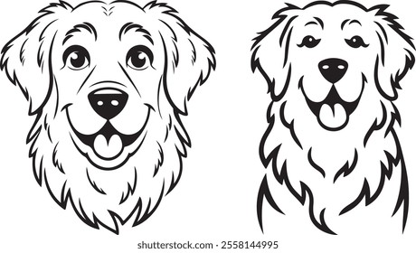 Golden Retriever Outline Vector Dog Silhouette Art  Pet Illustration, Golden Retriever Clipart, Animal Line Art  Dog Outline Drawing  Puppy Vector Design  Minimalist Dog