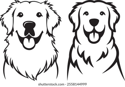 Golden Retriever Outline Vector Dog Silhouette Art  Pet Illustration, Golden Retriever Clipart, Animal Line Art  Dog Outline Drawing  Puppy Vector Design  Minimalist Dog