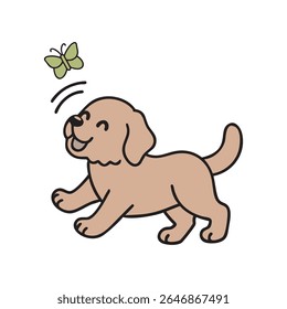 Golden Retriever Playful Butterfly Moment