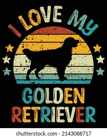 Golden Retriever silhouette vintage and retro t-shirt design