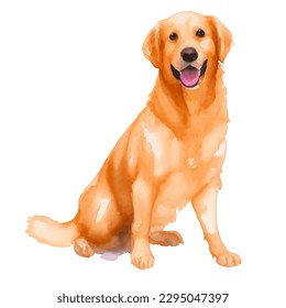 goldener Retriever mit handgezeichneter Aquarellmalerei