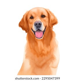 goldener Retriever mit handgezeichneter Aquarellmalerei