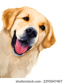 goldener Retriever mit handgezeichneter Aquarellmalerei