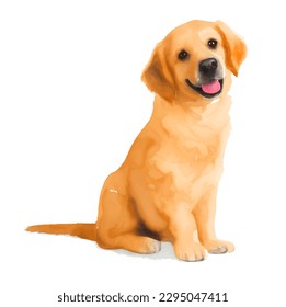 goldener Retriever mit handgezeichneter Aquarellmalerei