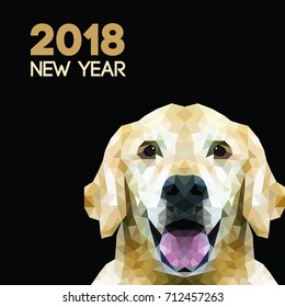 Golden Retriever Triangle dog. Polygon new year dog symbol