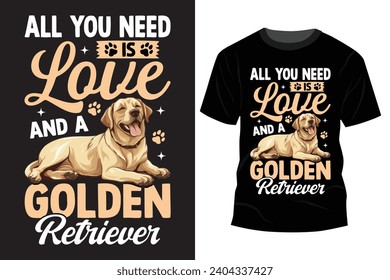 Golden Retriever T-shirt Design Vector Illustration