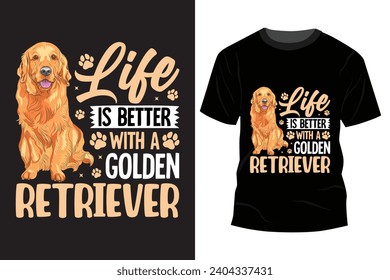 Golden Retriever T-shirt Design Vector Illustration