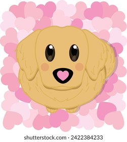 Golden Retriever Valentine's Day,
Valentine's Day with Golden Retriever,
Golden Retriever love art