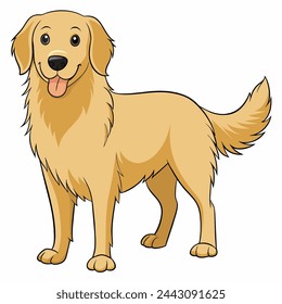 Golden Retriever vector illustration isolated on white background in cartoon style