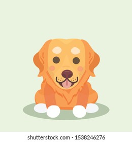 Golden retriever vector on pastel background.
